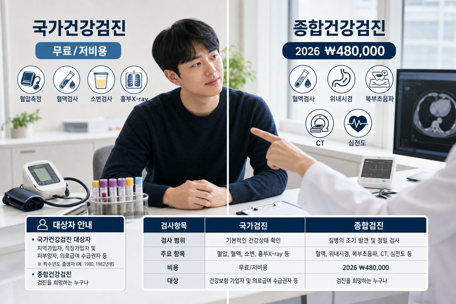 국가건강검진 vs Comprehensive Health Screening: 2026 Cost and Test Comparison