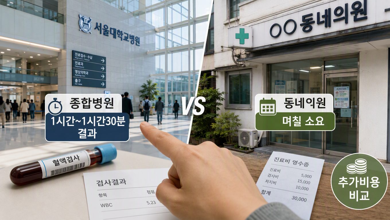 혈액검사 결과시간을 병원별로 비교할 때 실속 기준과 추가 비용