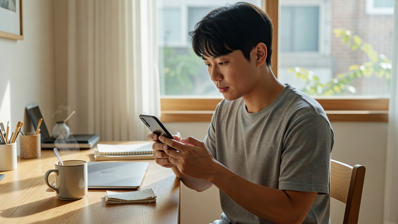 혈액검사 결과 조회를 앱으로 확인하는 모습