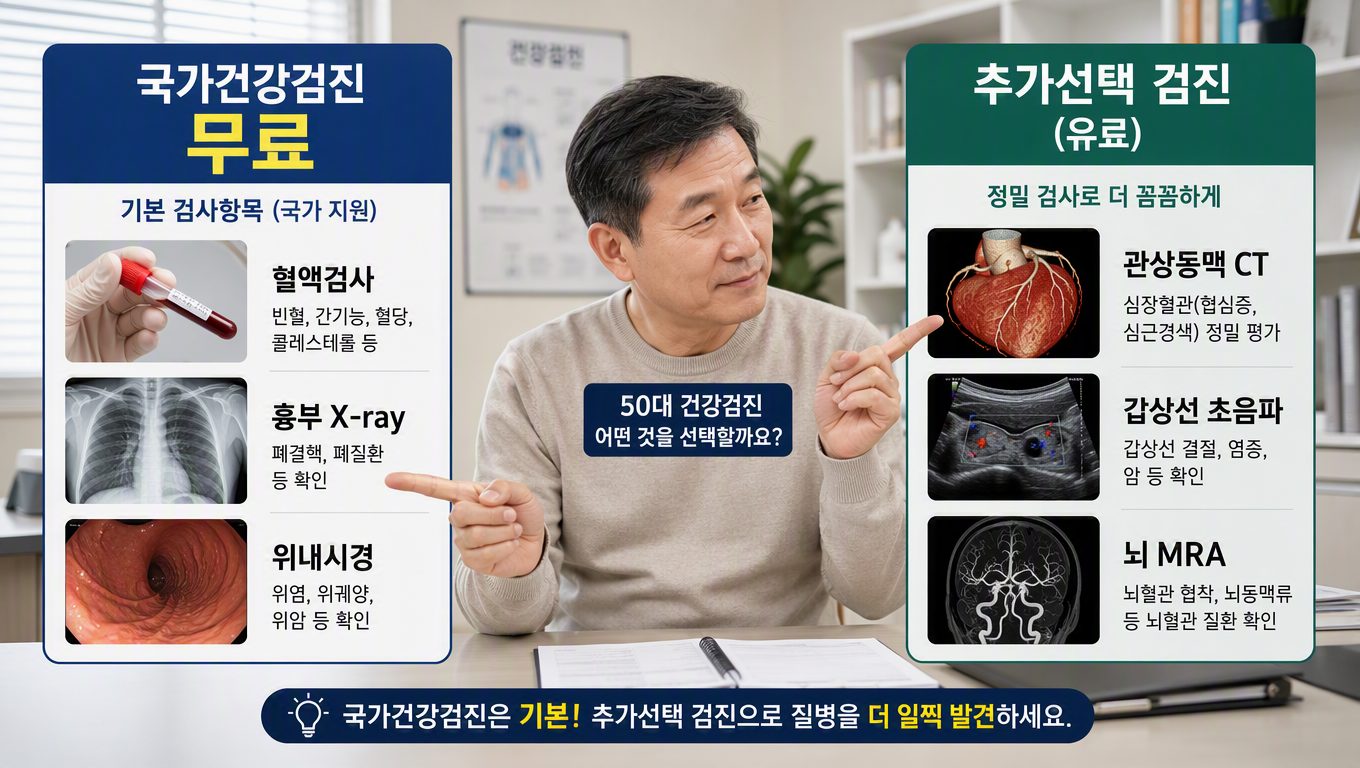 50대 건강검진 필수 항목 국가검진 범위와 추가 선택 기준
