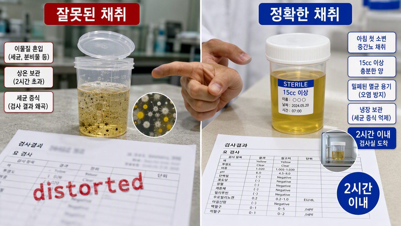 소변검사 결과 시간에 미치는 검체 채취와 보관의 영향
